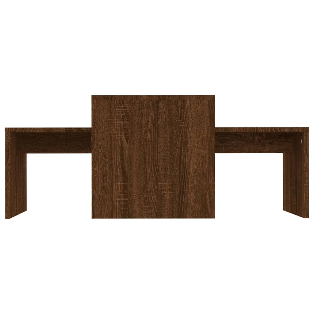 vidaXL Conjunto mesas centro 100x48x40 cm madeira processada castanho