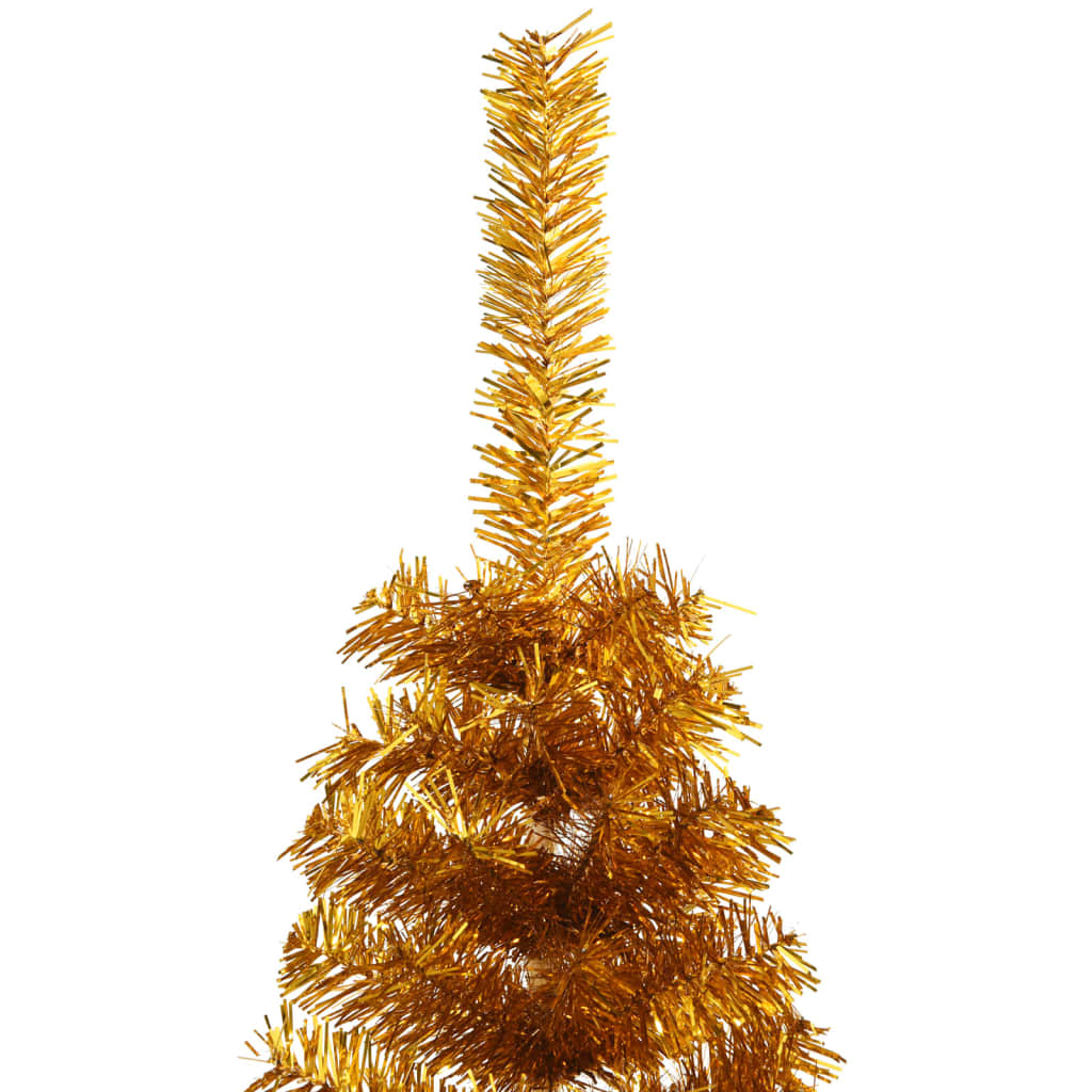 vidaXL Meia árvore de Natal artificial com suporte 120 cm PET dourado