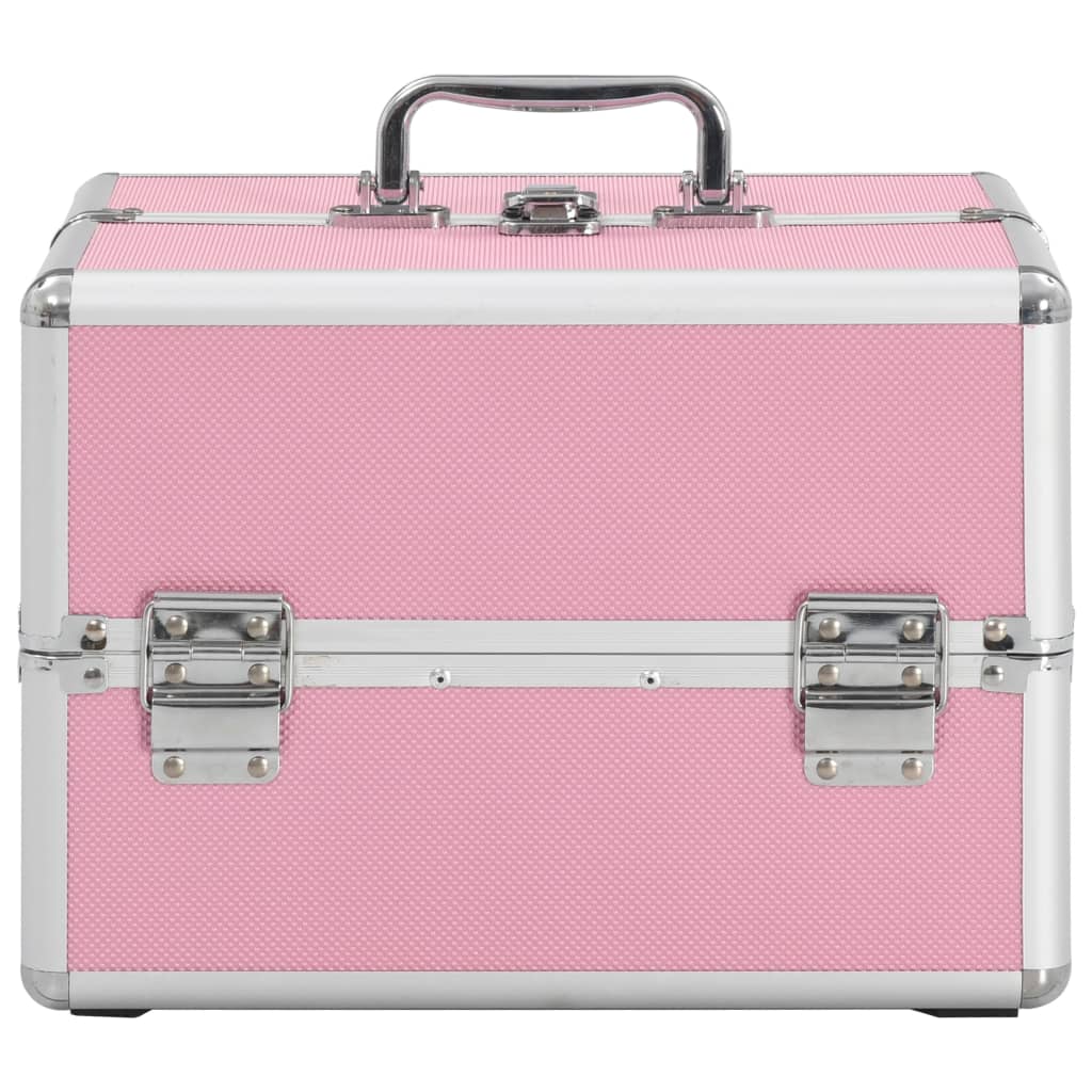 vidaXL Caixa de maquilhagem 22x30x21 cm alumínio rosa