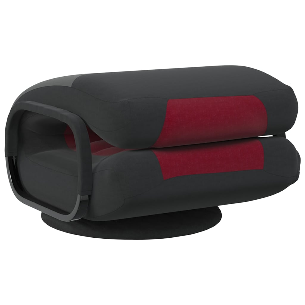 vidaXL Cadeira de piso giratória tecido preto e vermelho tinto