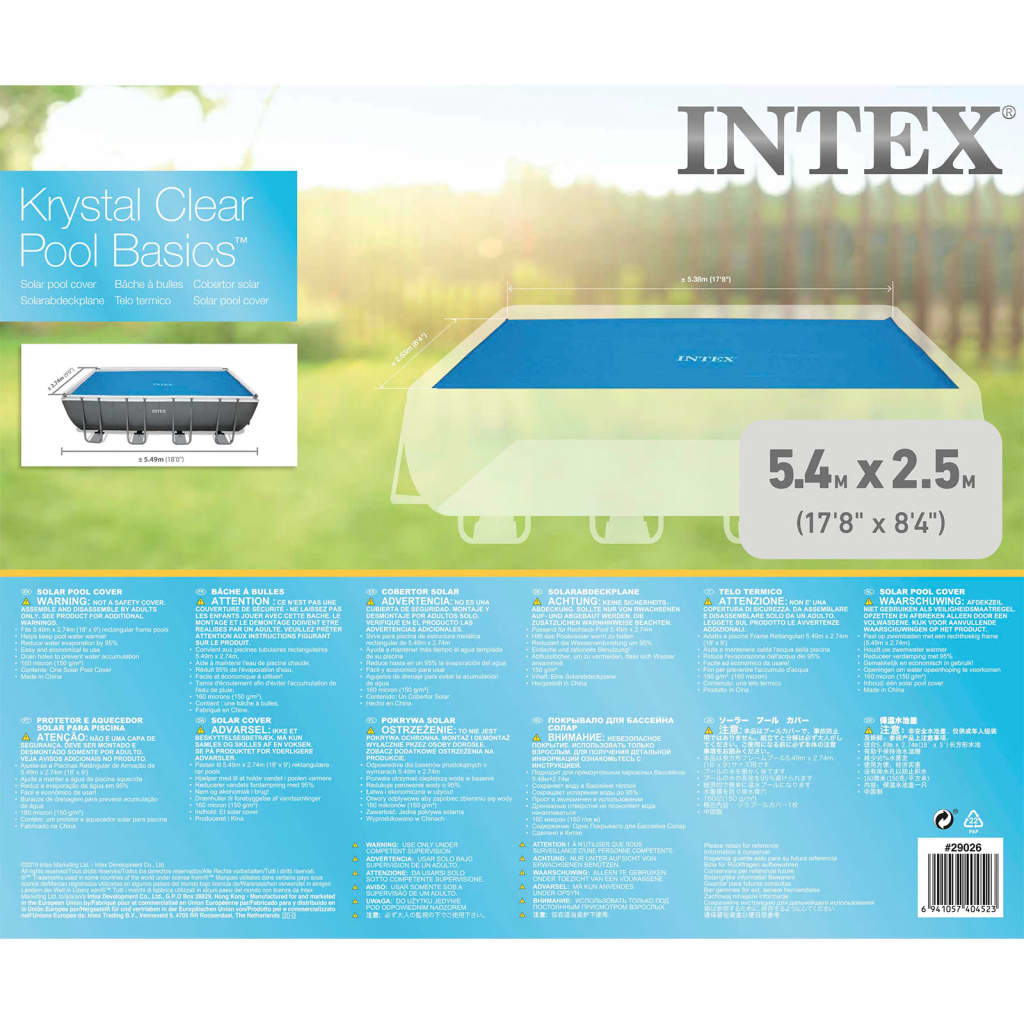Intex Cobertura para piscina solar retangular 549x274 cm 29026