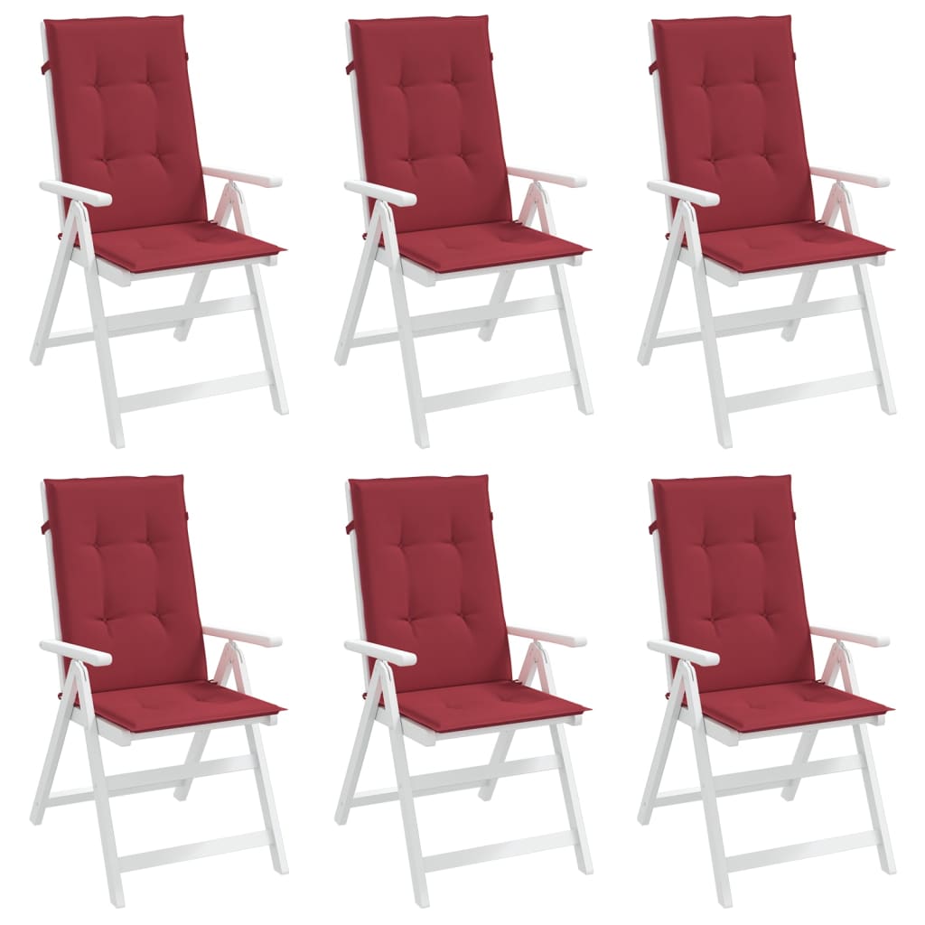 vidaXL Almofadões p/ cadeiras altas jardim 6 pcs tecido vermelho tinto