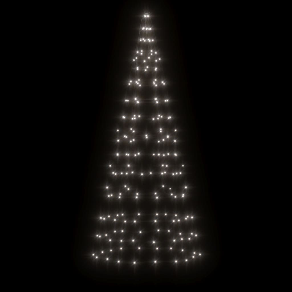 vidaXL Árvore Natal c/ luz mastro bandeira 200 LEDs 180 cm branco frio