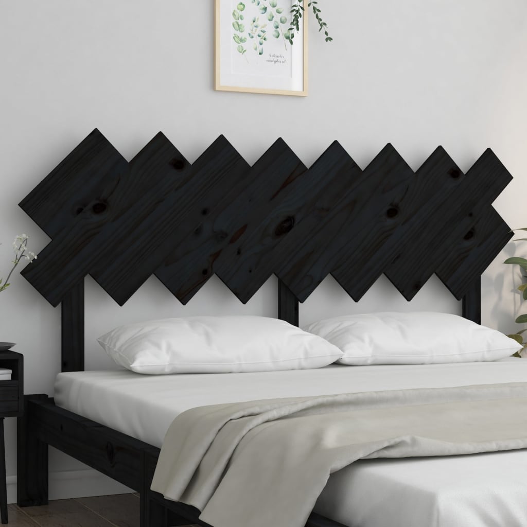 vidaXL Cabeceira de cama 159,5x3x80,5 cm pinho maciço preto