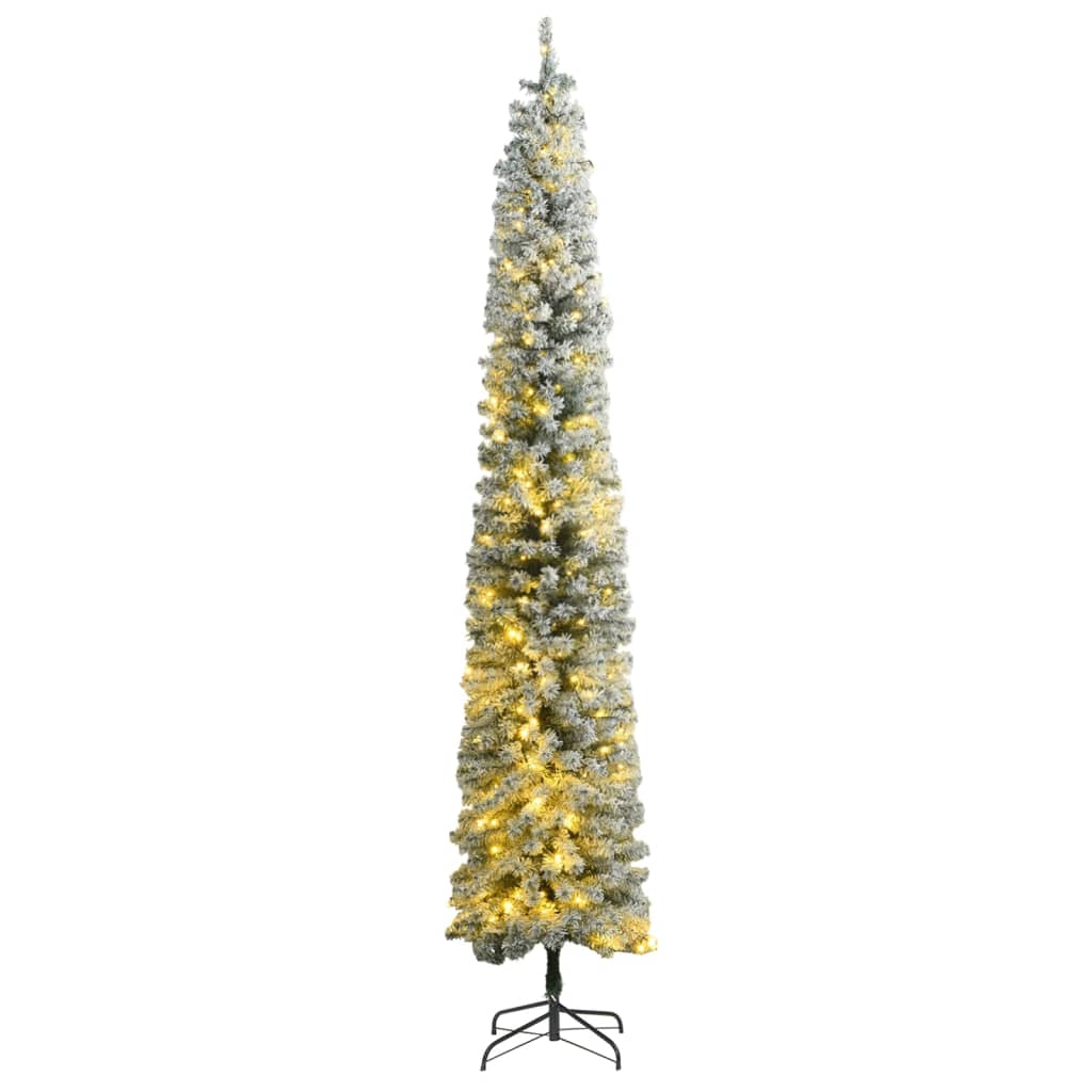 vidaXL Árvore de Natal fina com 300 luzes LED e flocos de neve 300 cm
