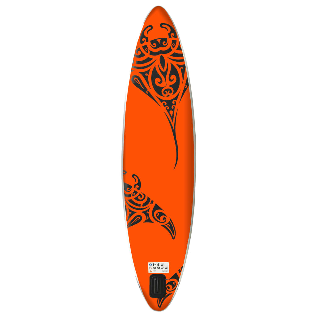 vidaXL Conjunto prancha de paddle SUP insuflável 305x76x15 cm laranja