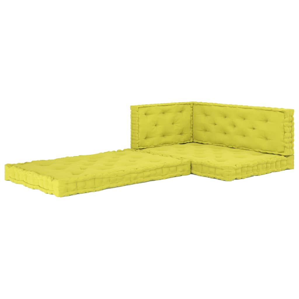 vidaXL Almofadões para sofá de paletes 4 pcs algodão verde maçã