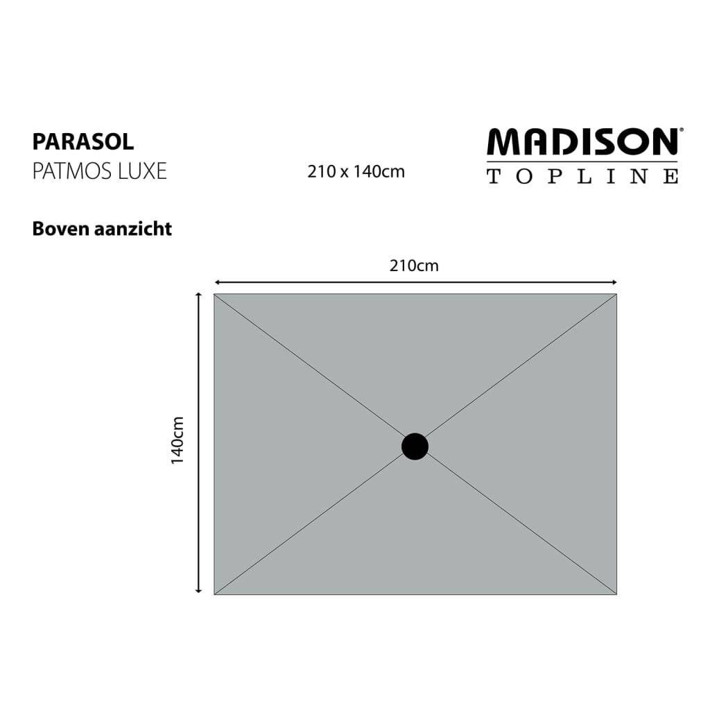 Madison Guarda-sol Patmos Luxe retangular 210x140 cm cinzento claro