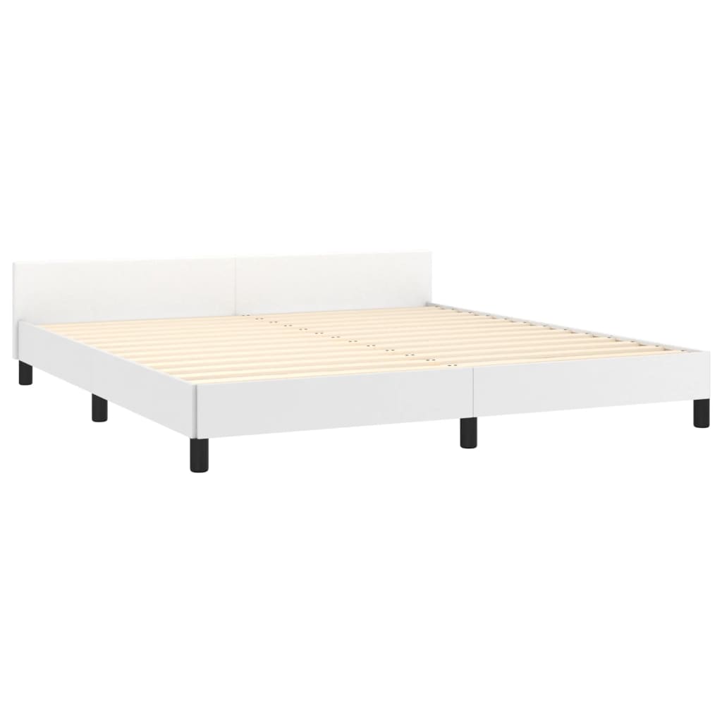 vidaXL Estrutura cama c/ cabeceira 180x200 cm couro artificial branco