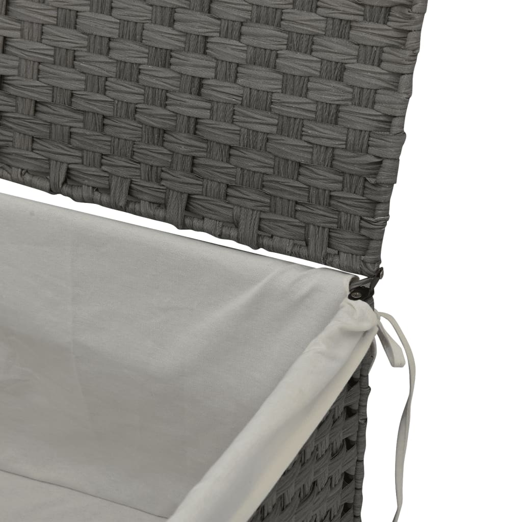 vidaXL Cesto para roupa suja com tampa 55,5x35x34 cm vime PE cinzento