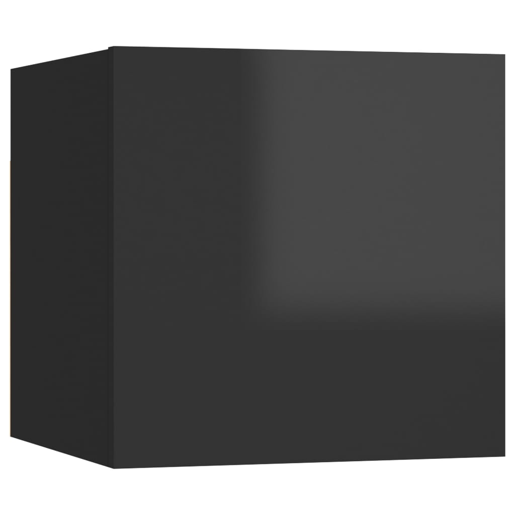 vidaXL Mesa de cabeceira 30,5x30x30 cm contraplacado preto brilhante
