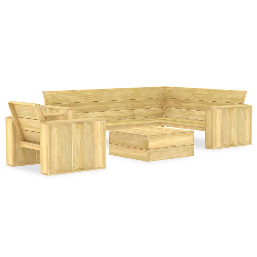 vidaXL 3 pcs conjunto móveis jardim madeira de pinho impregnada