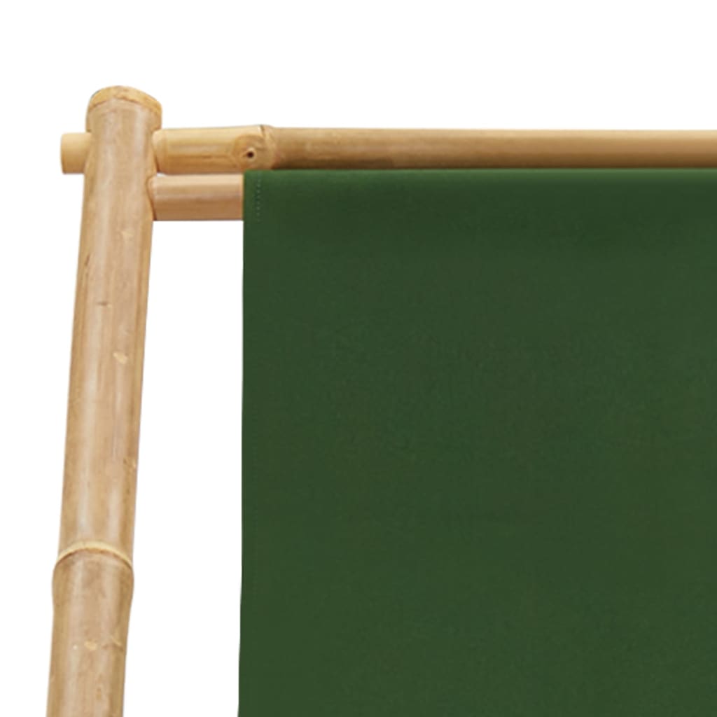 vidaXL Espreguiçadeira de bambu e lona verde