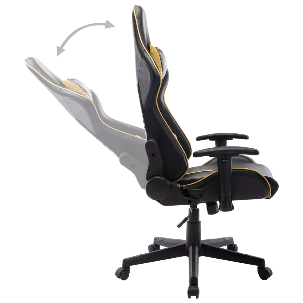 vidaXL Cadeira de gaming couro artificial preto e dourado
