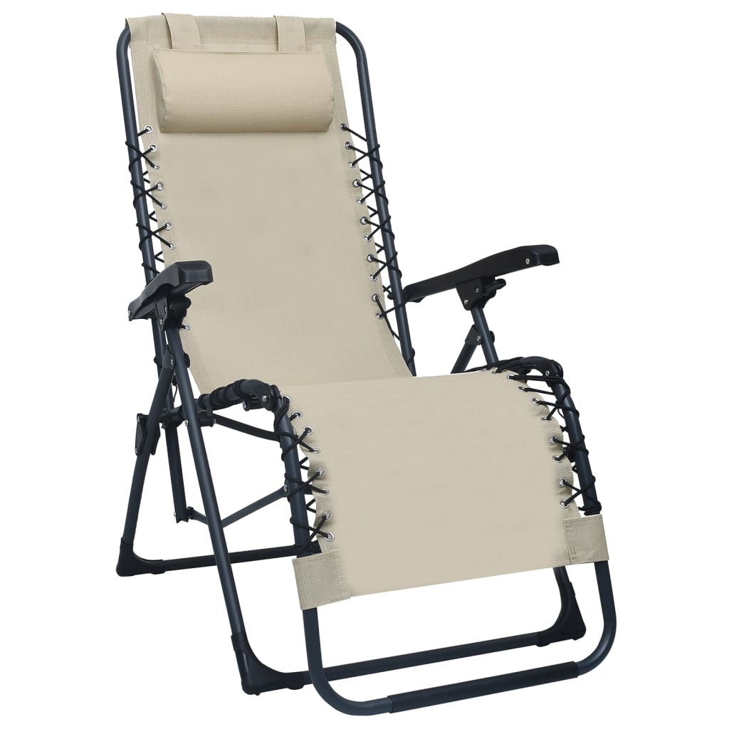 vidaXL Cadeiras de pátio dobráveis 2 pcs textilene cor creme