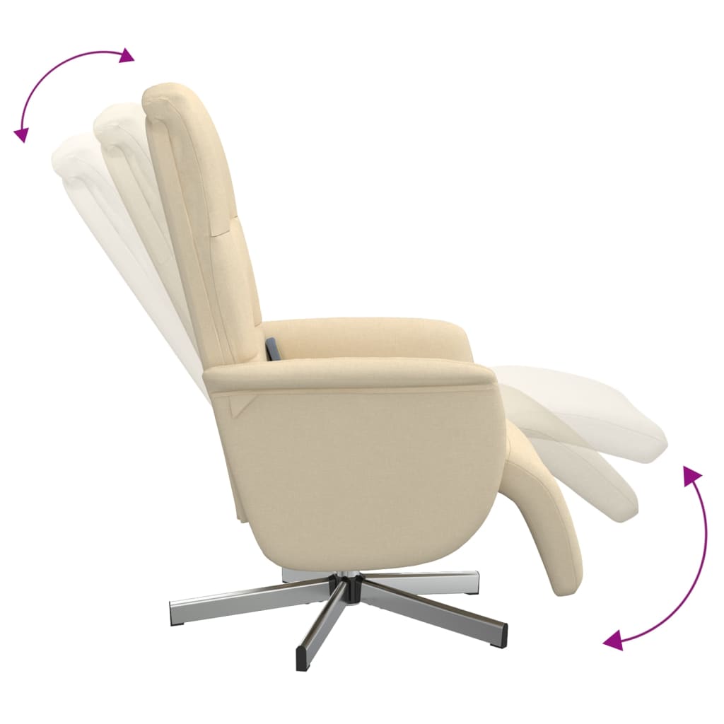 vidaXL Cadeira de massagens reclinável com apoio de pés tecido creme
