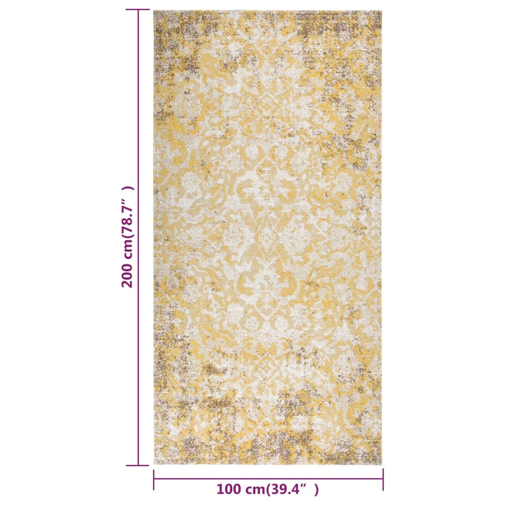 vidaXL Tapete de exterior tecelagem lisa 100x200 cm amarelo