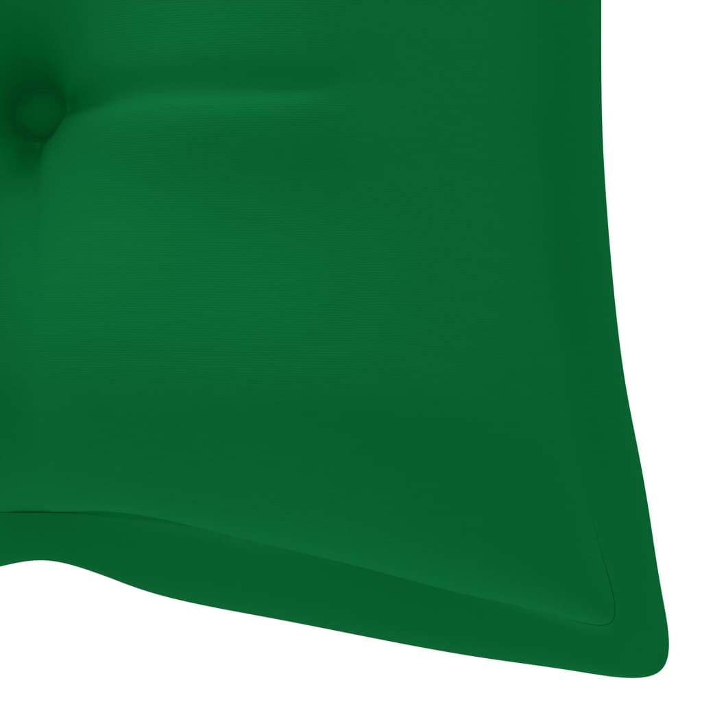 vidaXL Banco Batávia c/ almofadão verde 120 cm teca maciça