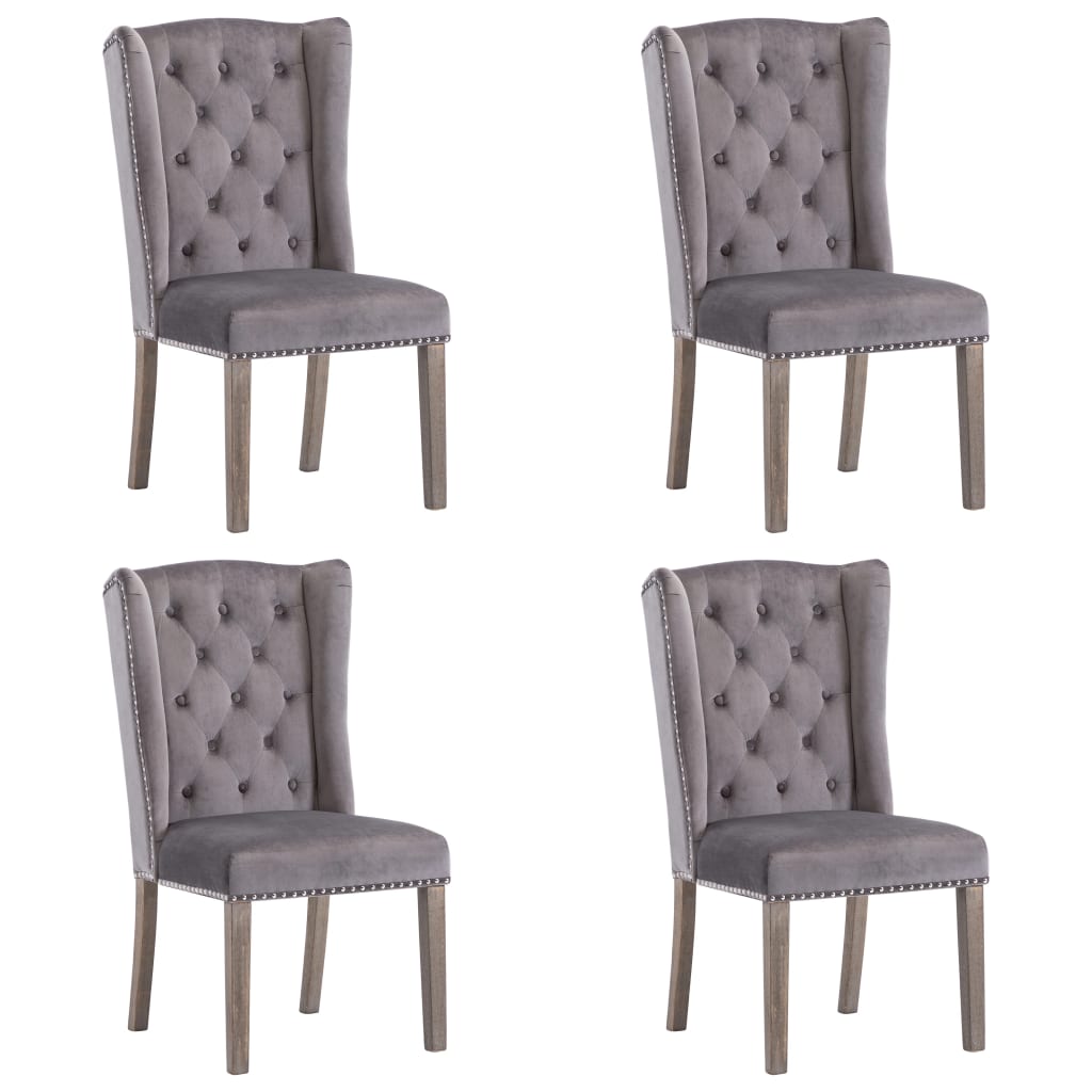 vidaXL Cadeiras de jantar 4 pcs veludo cinzento