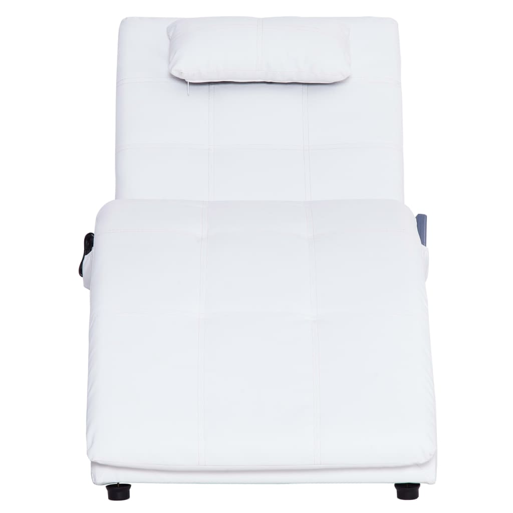 vidaXL Chaise longue de massagem c/ almofada couro artificial branco