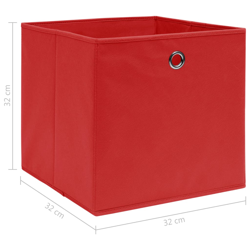 vidaXL Caixas de arrumação 10 pcs 32x32x32 cm tecido vermelho