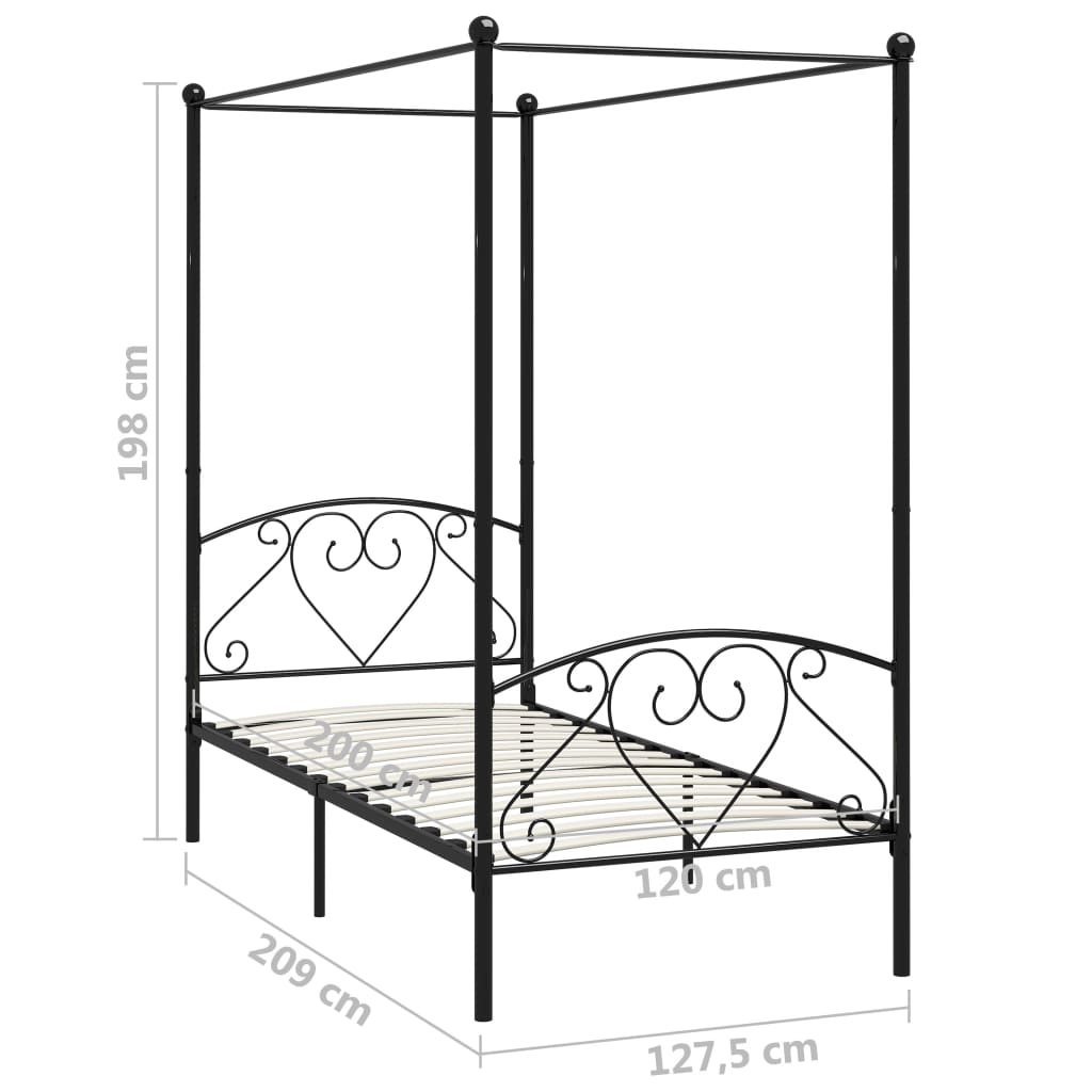 vidaXL Estrutura de cama com dossel 120x200 cm metal preto