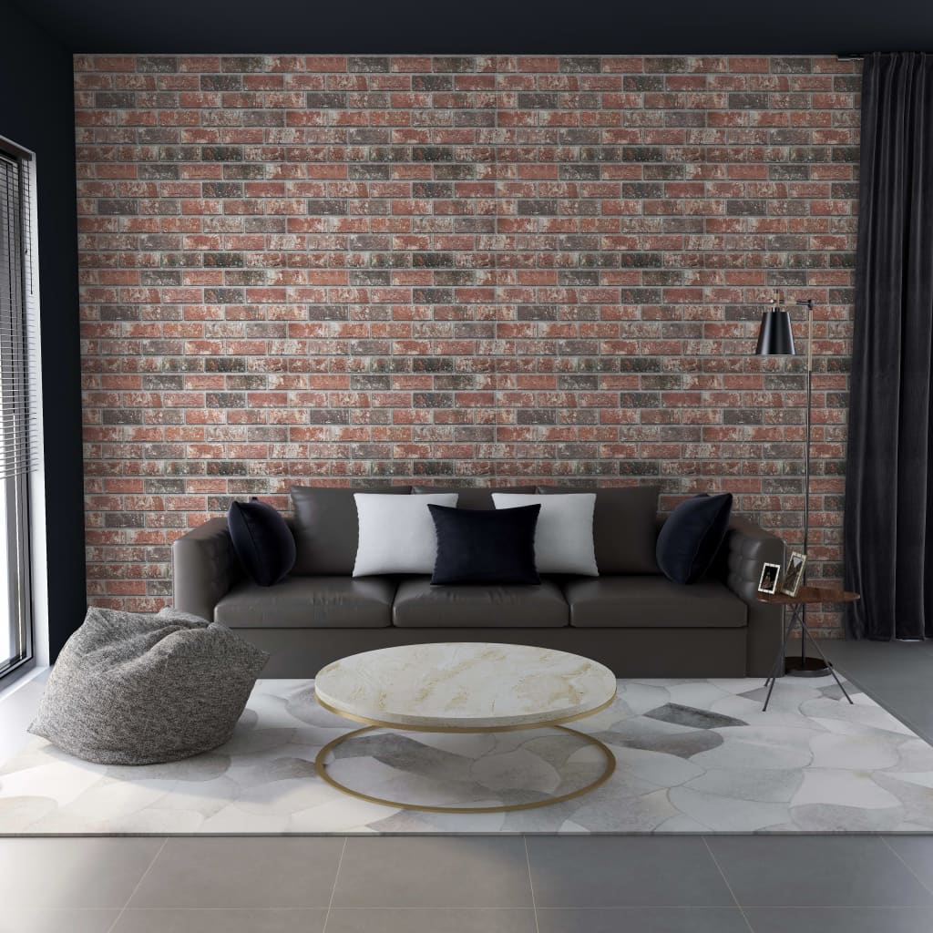 vidaXL Painéis parede 3D design tijolo castanho-escuro/cinza 10pcs EPS