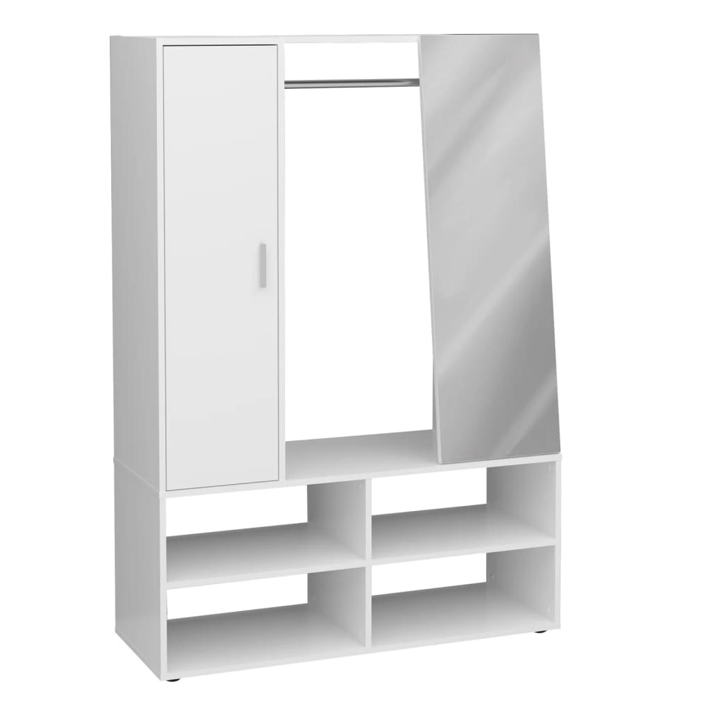 FMD Roupeiro com 4 compartimentos e espelho 105x39,7x151,3 cm branco