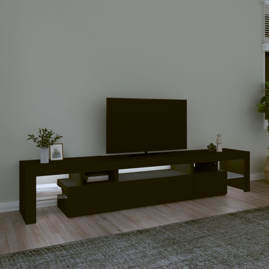 vidaXL Móvel de TV com luzes LED 215x36,5x40 cm preto