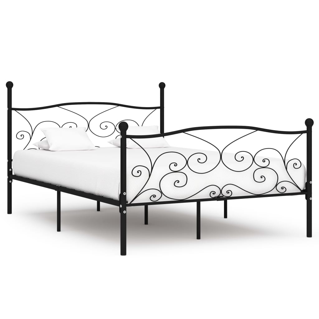 vidaXL Estrutura de cama com estrado de ripas 160x200 cm metal preto