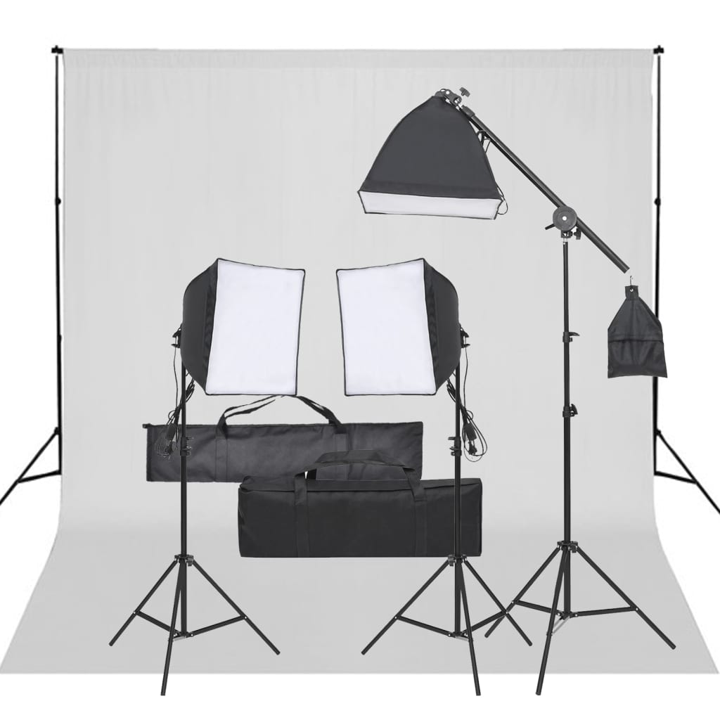 vidaXL Kit de estúdio fotográfico com conjunto de iluminação e fundo