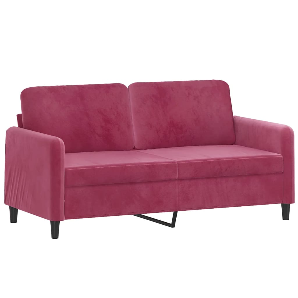 vidaXL 2 pcs conjunto de sofás veludo vermelho-tinto