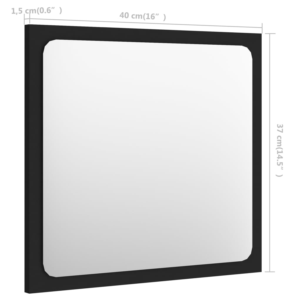vidaXL Espelho de casa de banho 40x1,5x37 cm contraplacado preto