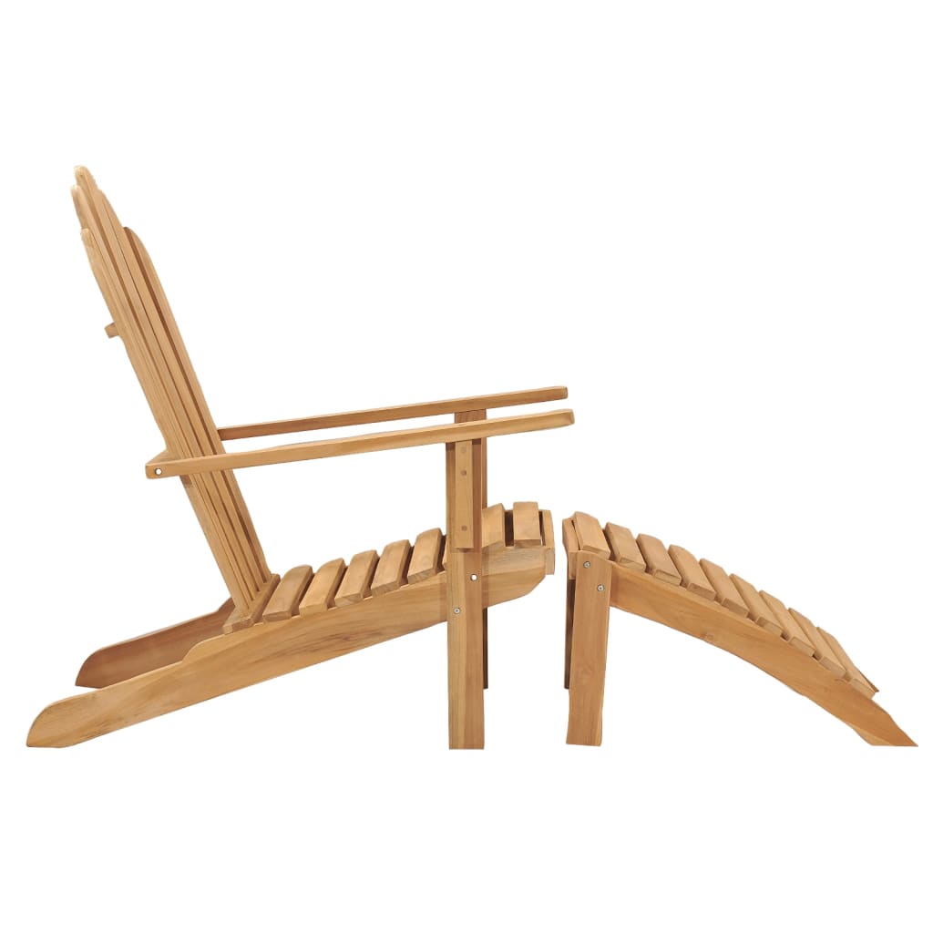 vidaXL Cadeira Adirondack c/ apoio pés madeira de teca maciça