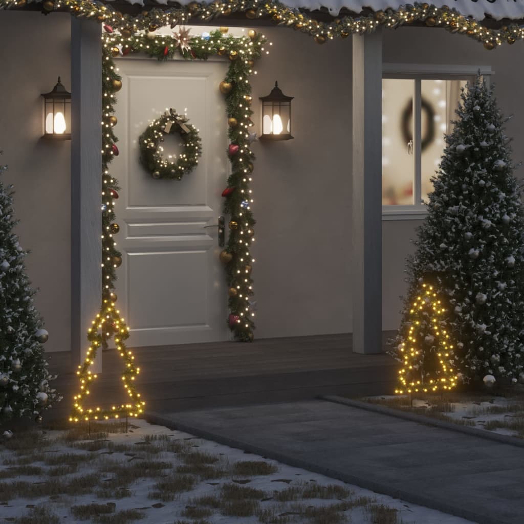 vidaXL Decoração árvore de Natal c/ luz e estacas 80 luzes LED 60 cm