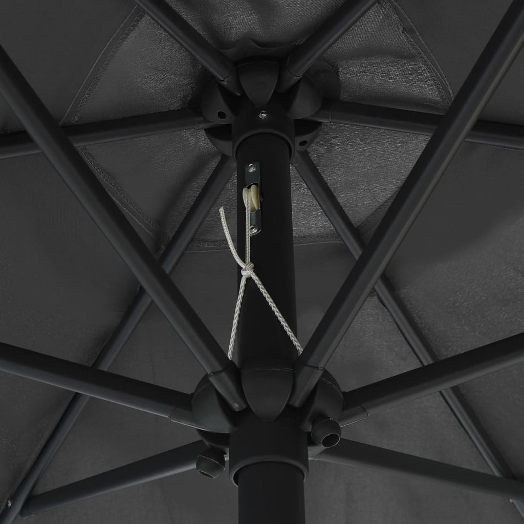 vidaXL Guarda-sol com luzes LED e mastro alumínio 270 cm antracite