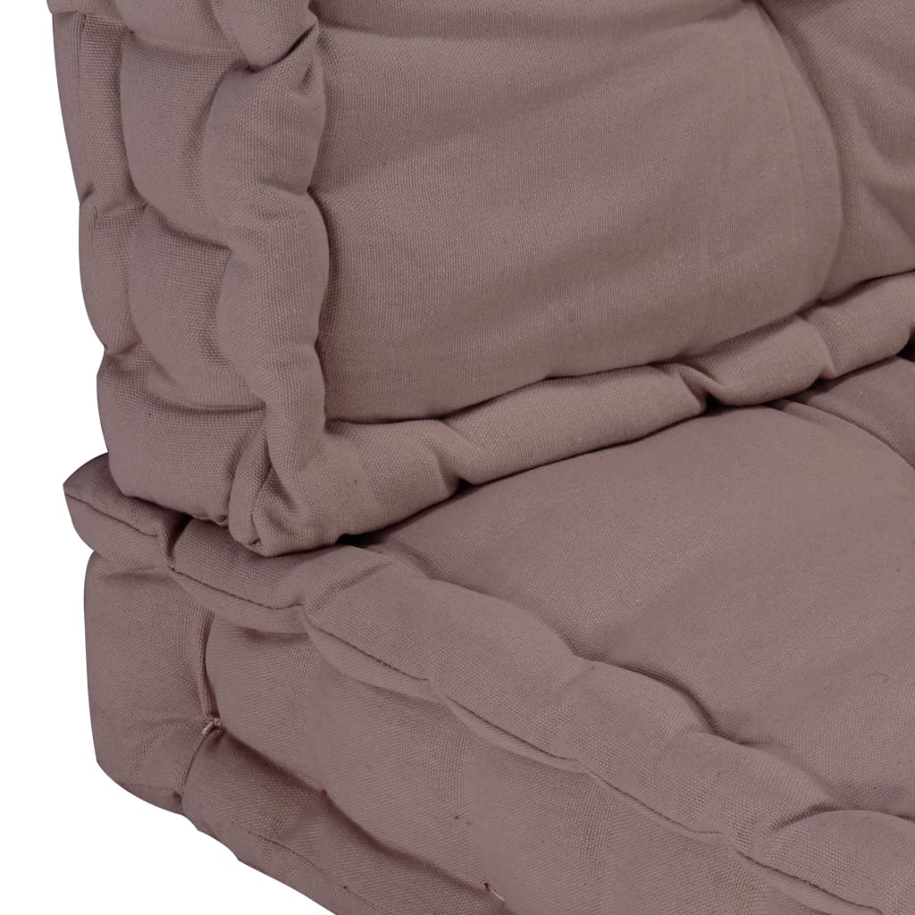 vidaXL Almofadões p/ sofá de paletes 2pcs algodão cinzento-acastanhado