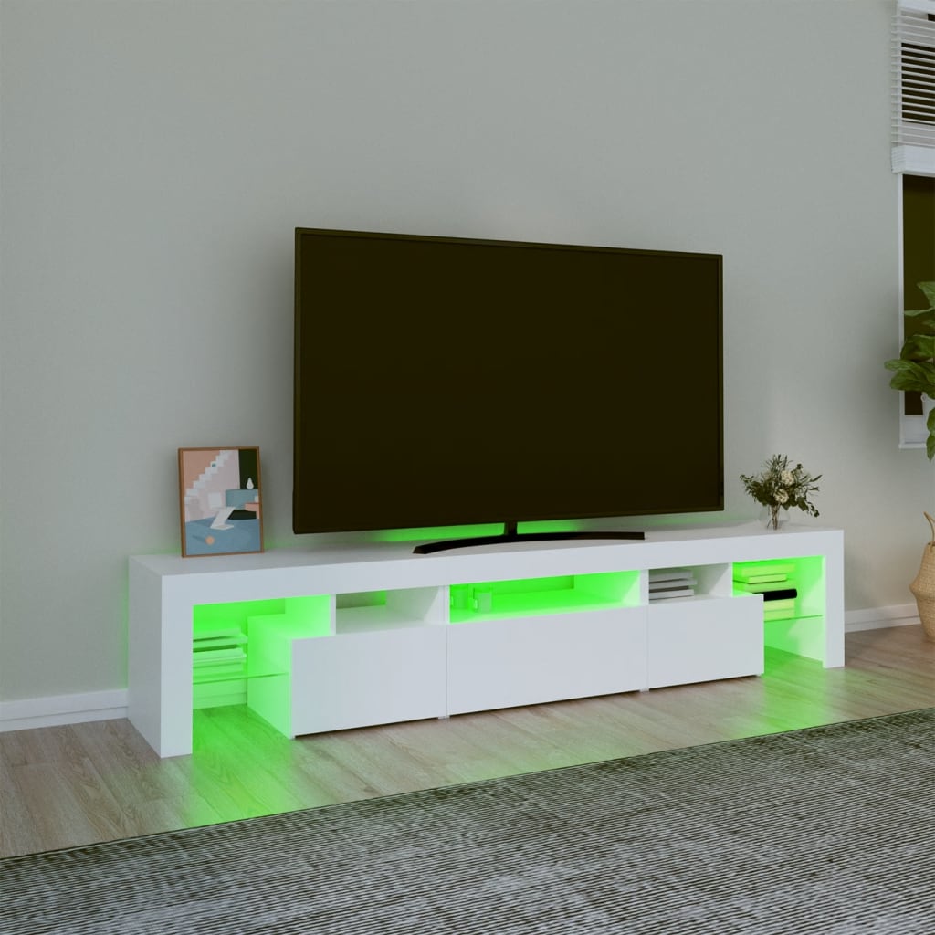 vidaXL Móvel de TV com luzes LED 200x36,5x40 cm branco