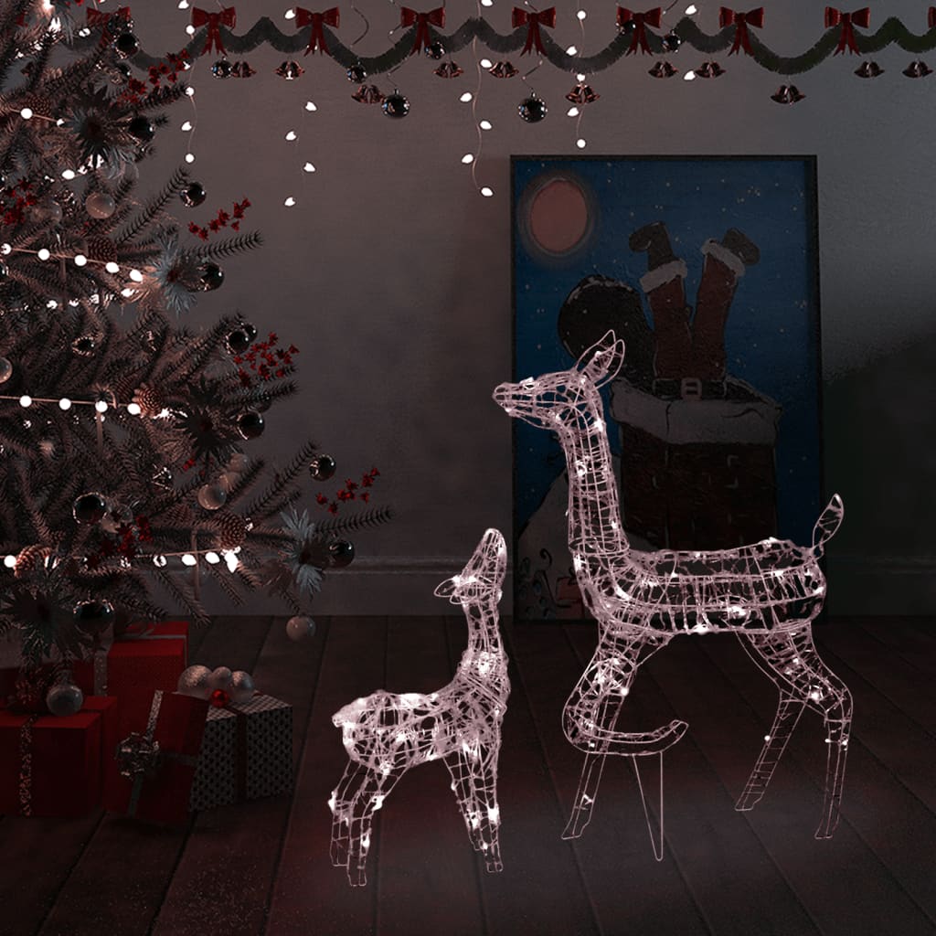 vidaXL Família de renas decorativa 160 LEDs acrílico branco quente