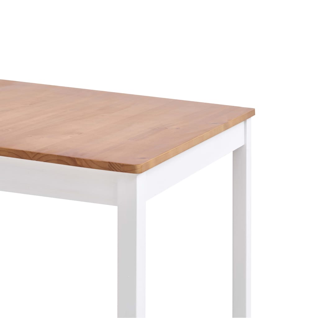 vidaXL Mesa de jantar 140x70x73 cm madeira de pinho branco e castanho