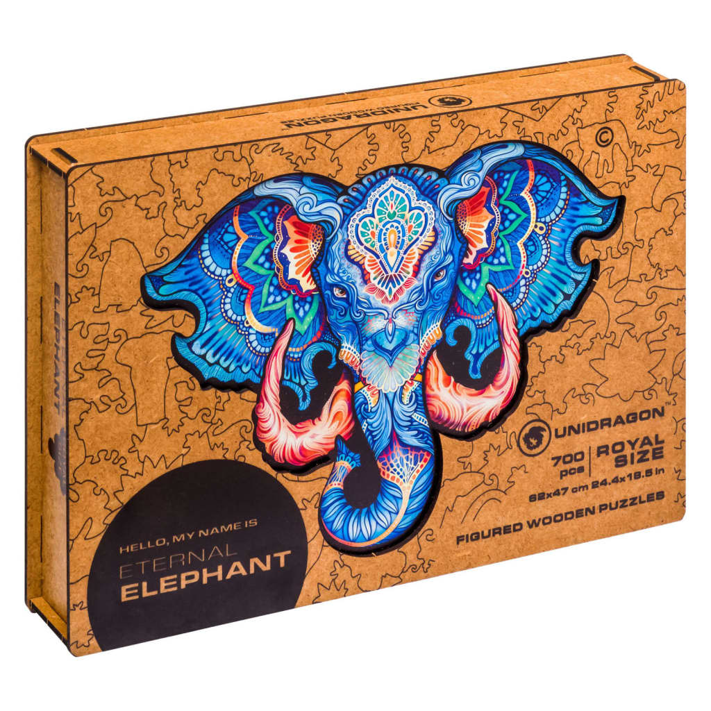 UNIDRAGON Puzzle de madeira 700pcs Eternal Elephant Royal Size 62x47cm