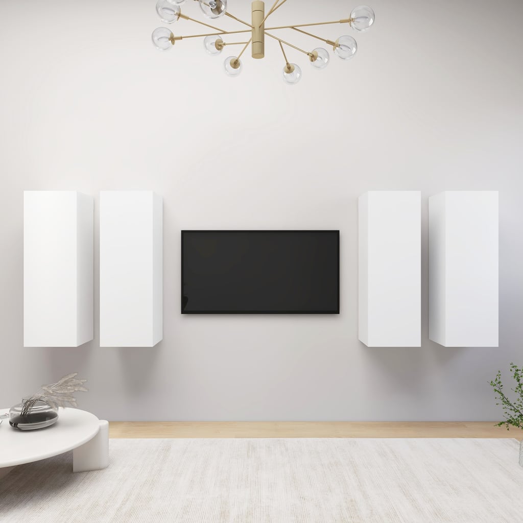 vidaXL Móveis de TV 4 pcs 30,5x30x90 cm contraplacado branco