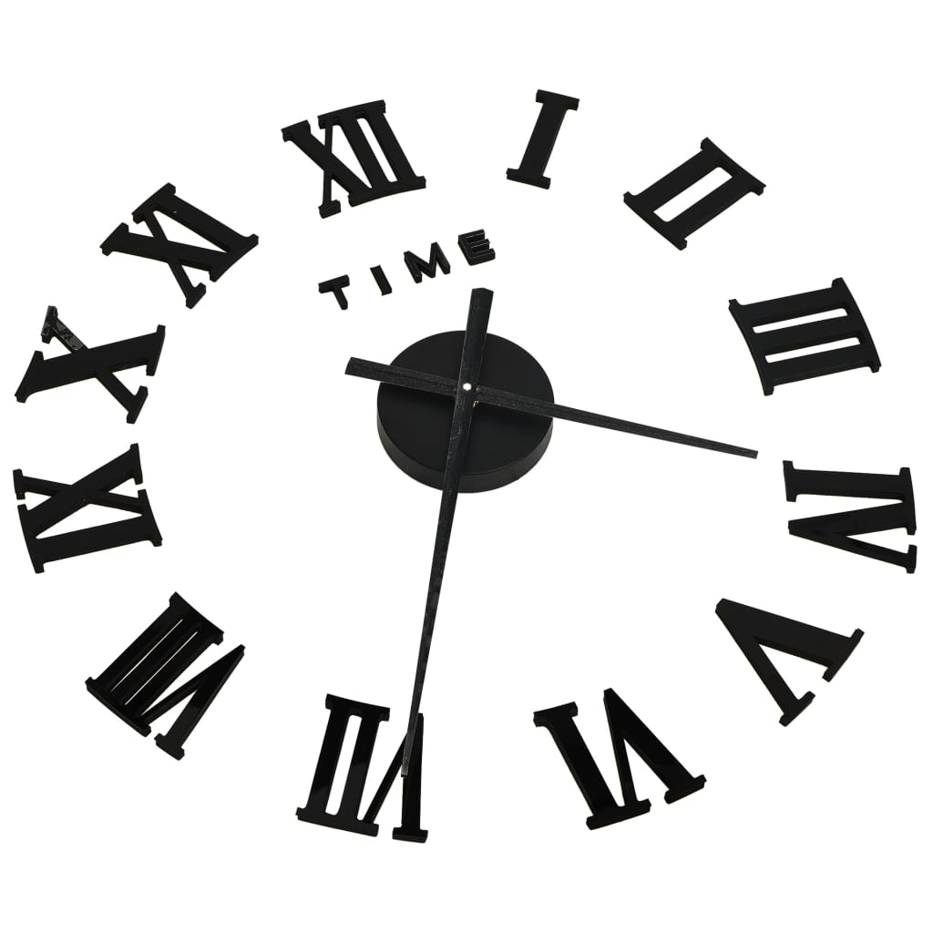 vidaXL Relógio de parede 3D design moderno 100 cm XXL preto