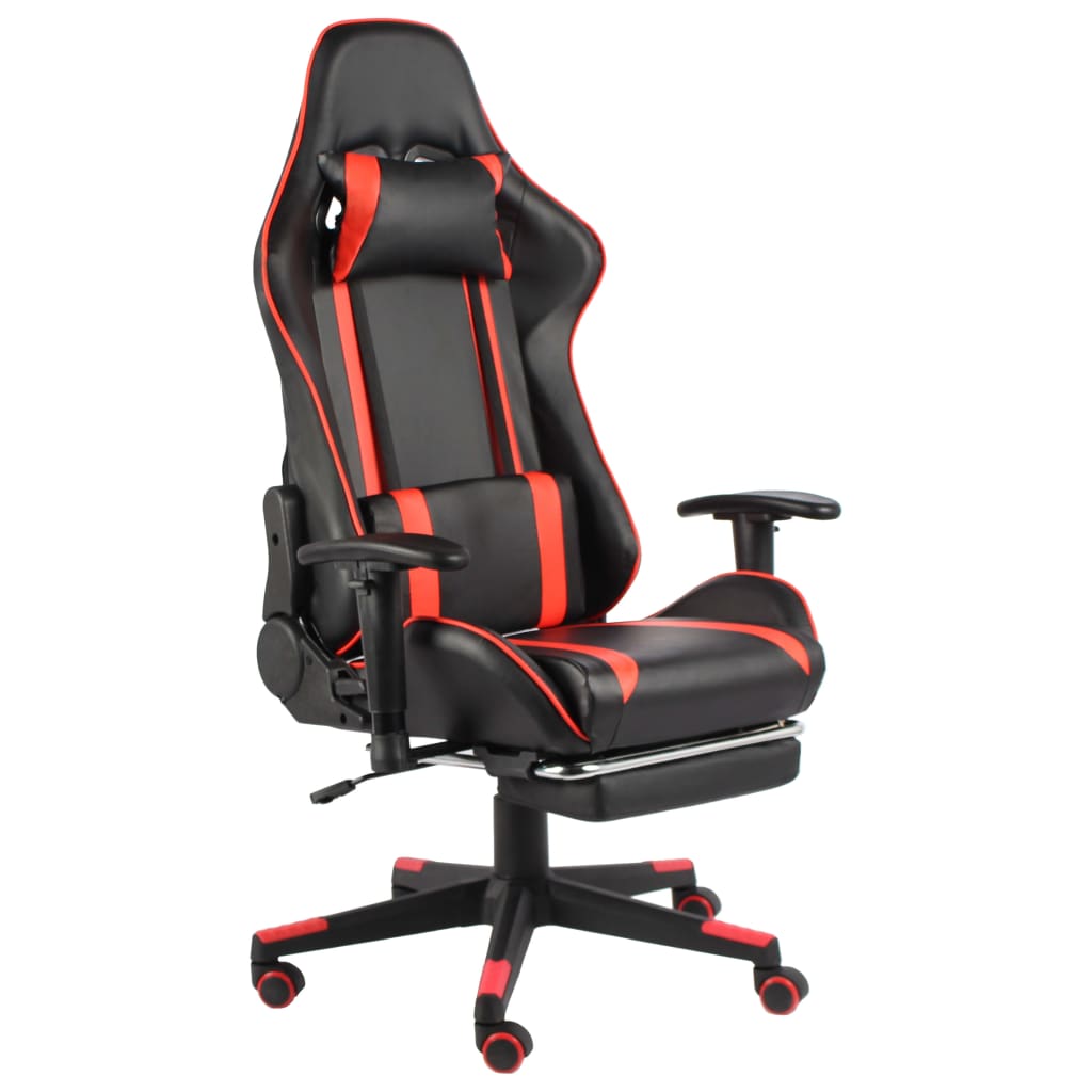 vidaXL Cadeira de gaming giratória com apoio de pés PVC vermelho