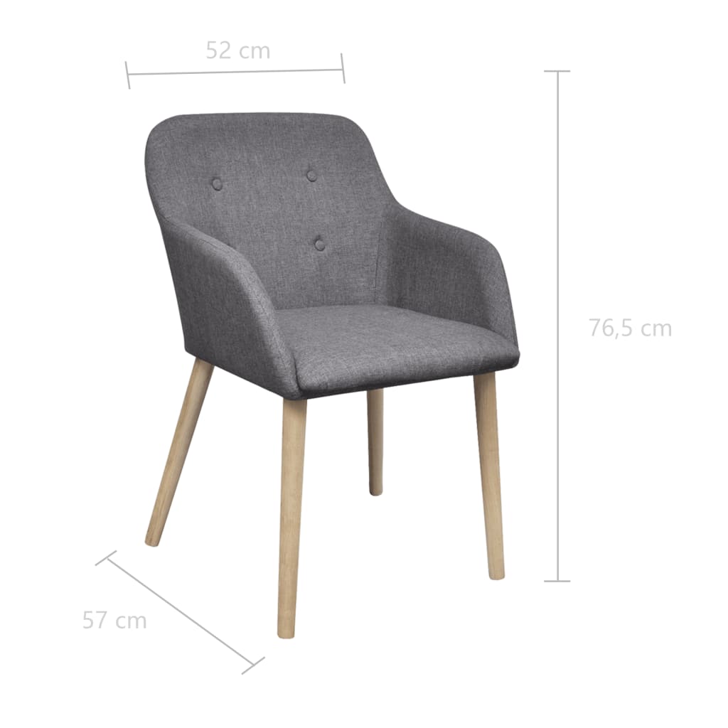 vidaXL Cadeiras jantar 4 pcs tecido cinzento-claro e carvalho maciço