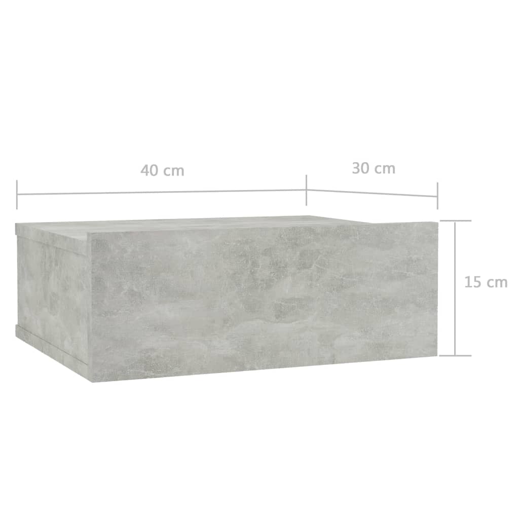vidaXL Mesa cabeceira suspensa 40x30x15cm contrapl. cinzento cimento