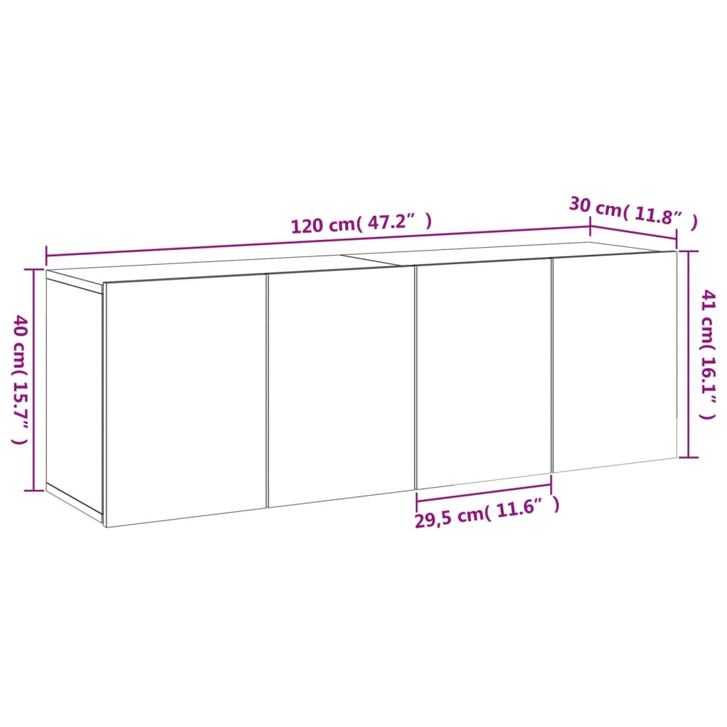 vidaXL Móveis de parede para TV 2 pcs 60x30x41 cm branco