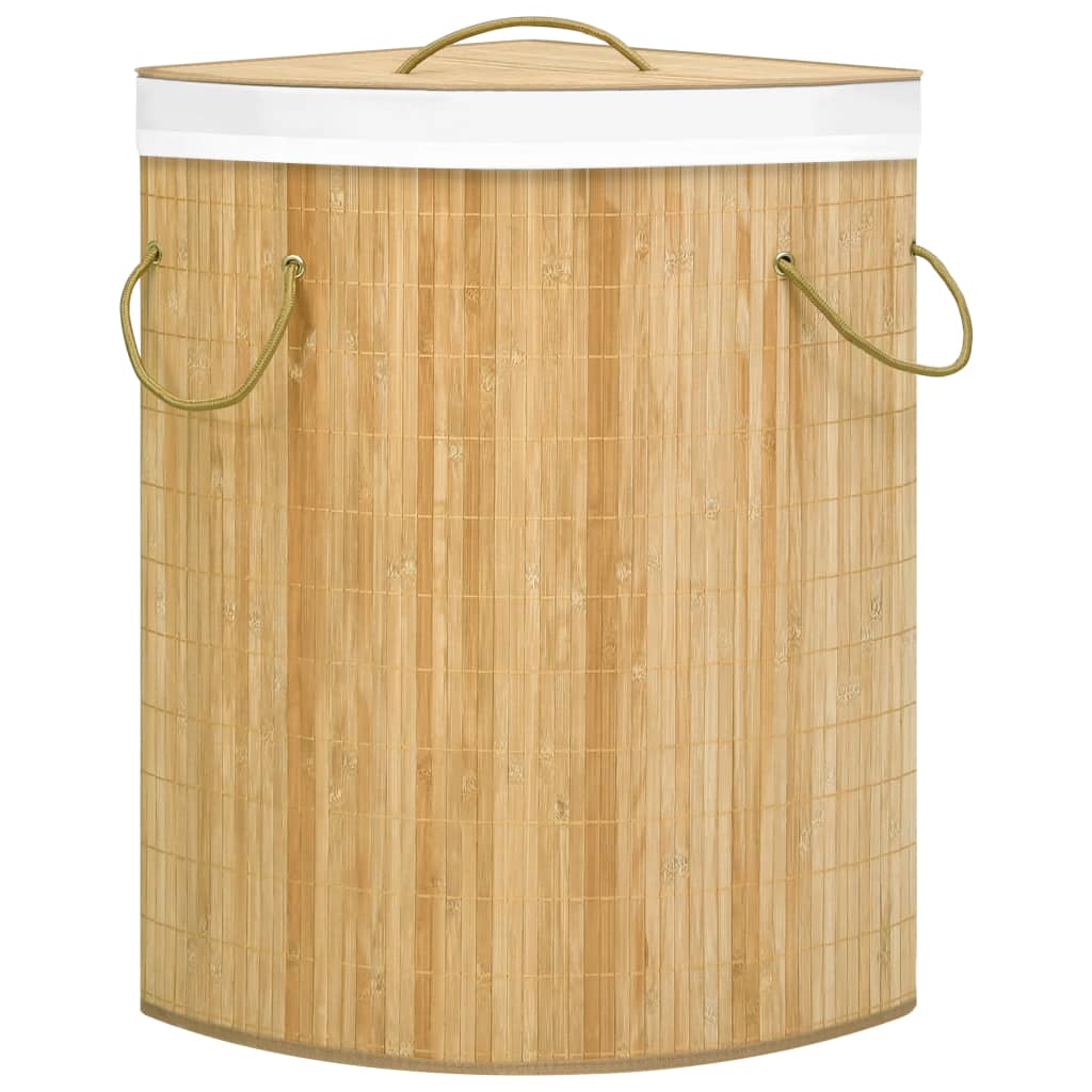 vidaXL Cesto de canto para roupa suja 60 L bambu