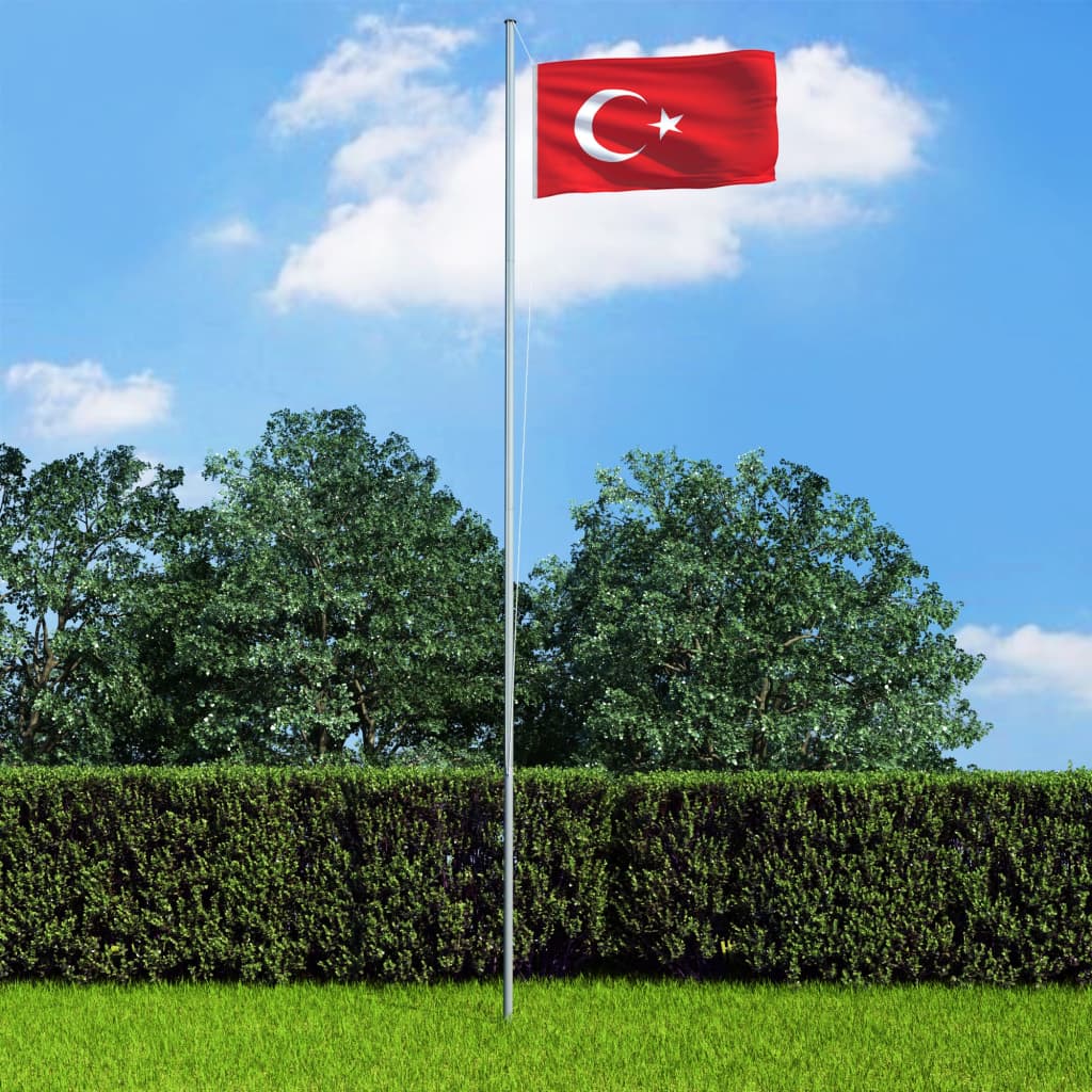 vidaXL Bandeira da Turquia com mastro de alumínio 6,2 m