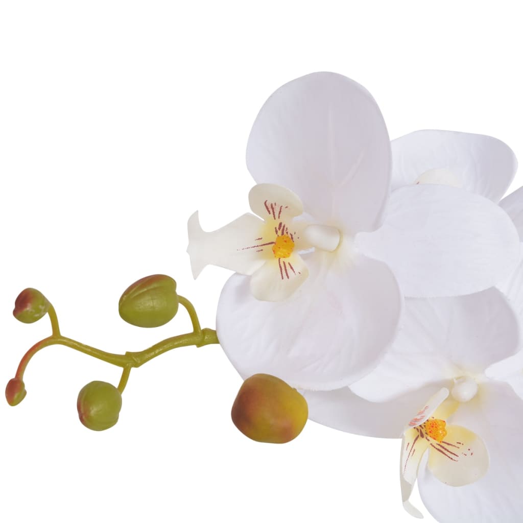 vidaXL Planta orquídea artificial com vaso 65 cm branco